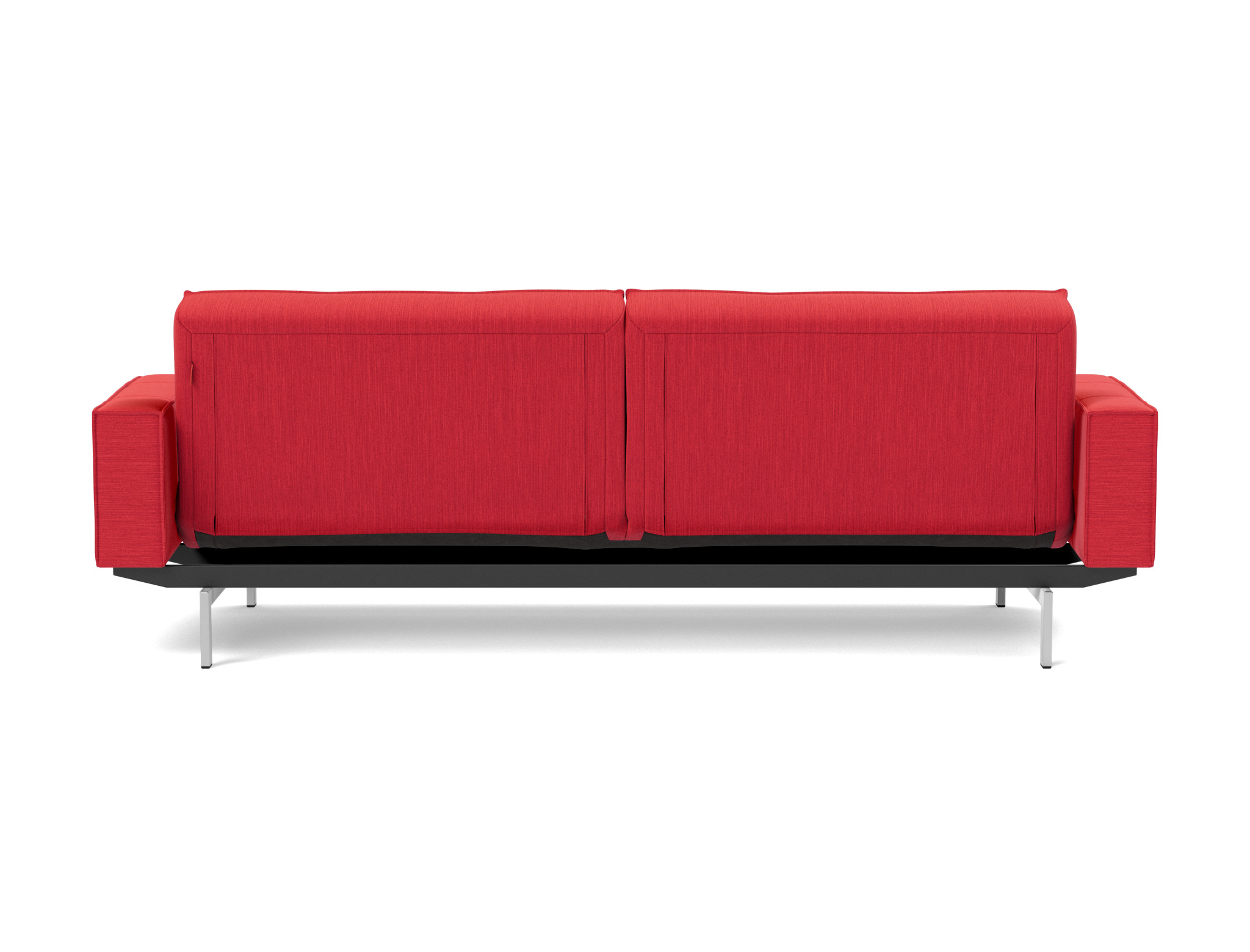 Schlafsofa Splitback mit Armlehnen Flachgewebe Elegance 511-Red Beine Chrom