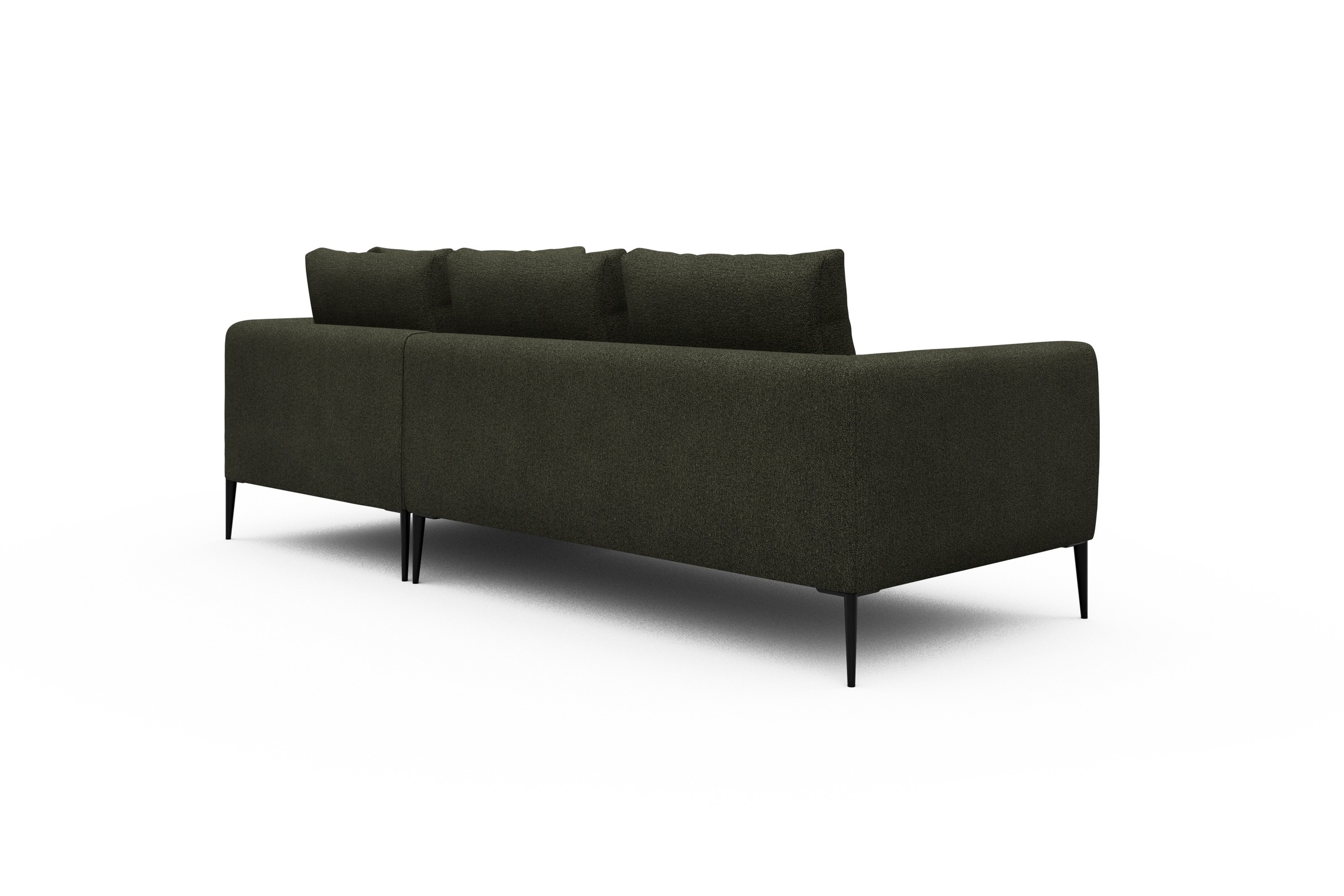 Ecksofa Paul Relax-Ecke rechts mit 2-Sitzer Boucle-Forest-Green