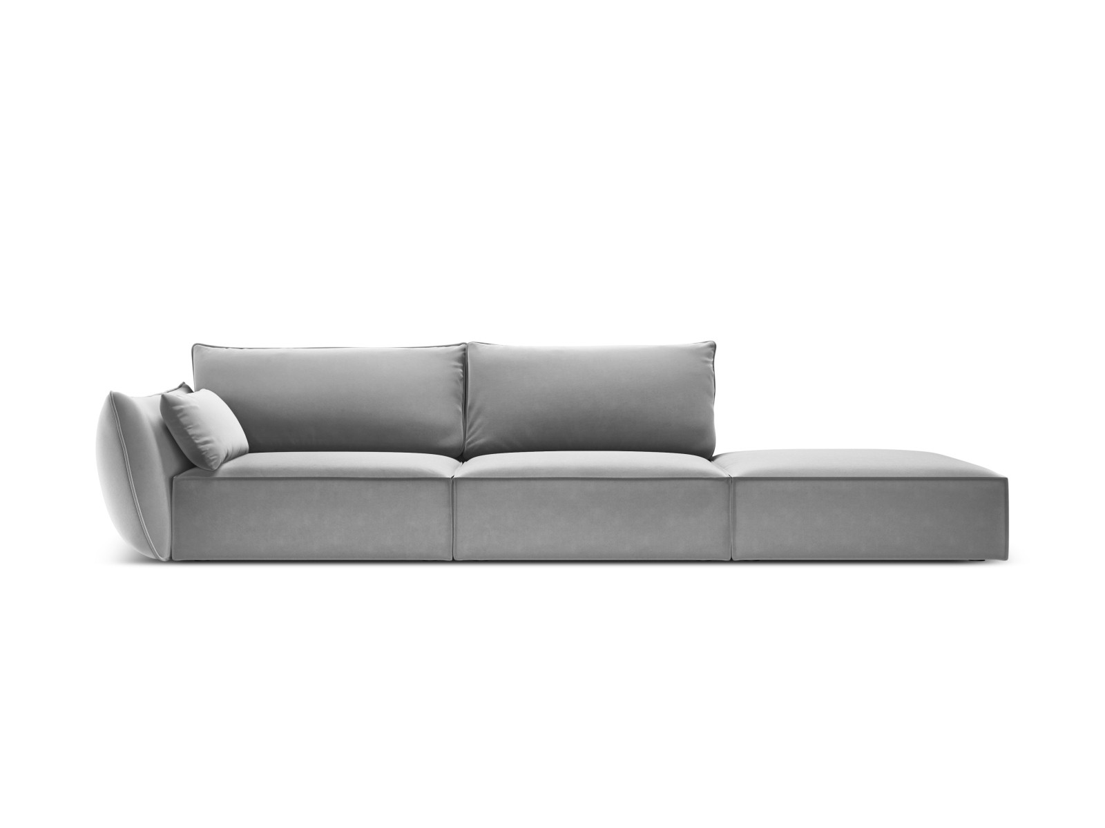 4-Sitzer Rechts Velvet Sofa Kaelle | Bezug Grey | Beinfarbe Black Plastic