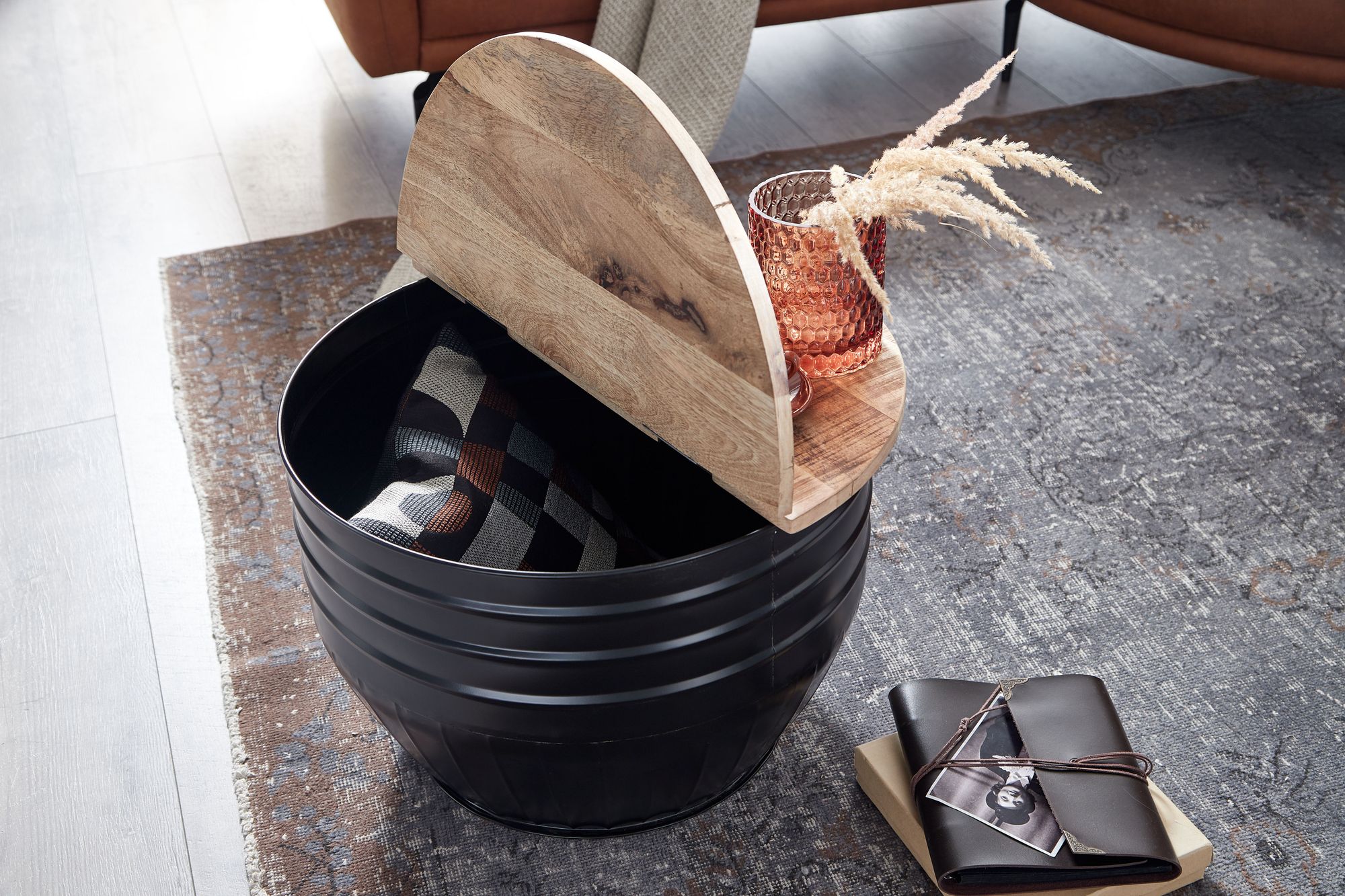 Couchtisch Gaupne Mango Massivholz Schwarz Höhe 41 cm