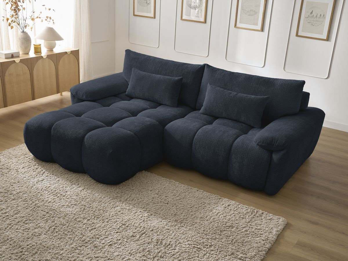 Bobochic Ivane Ecksofa Strukturstoff Dunkelblau Ecke links
