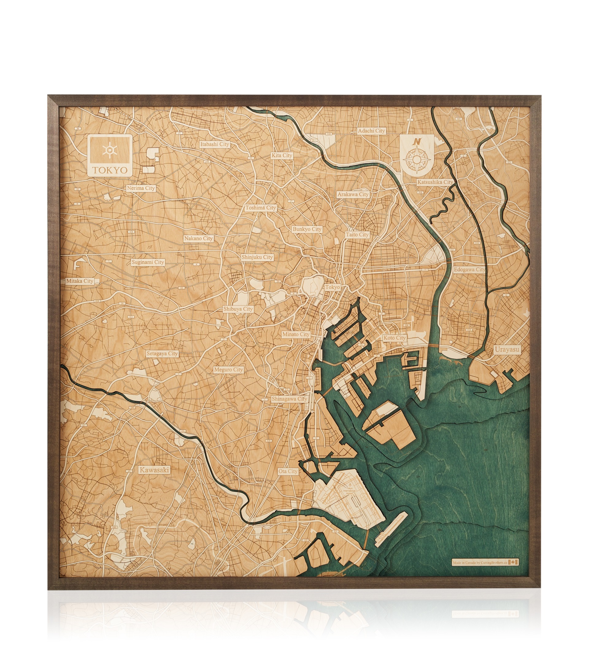 Cutting Brothers 3D Holz-Wandkarte Tokio 76 x 76 moebelfaktor