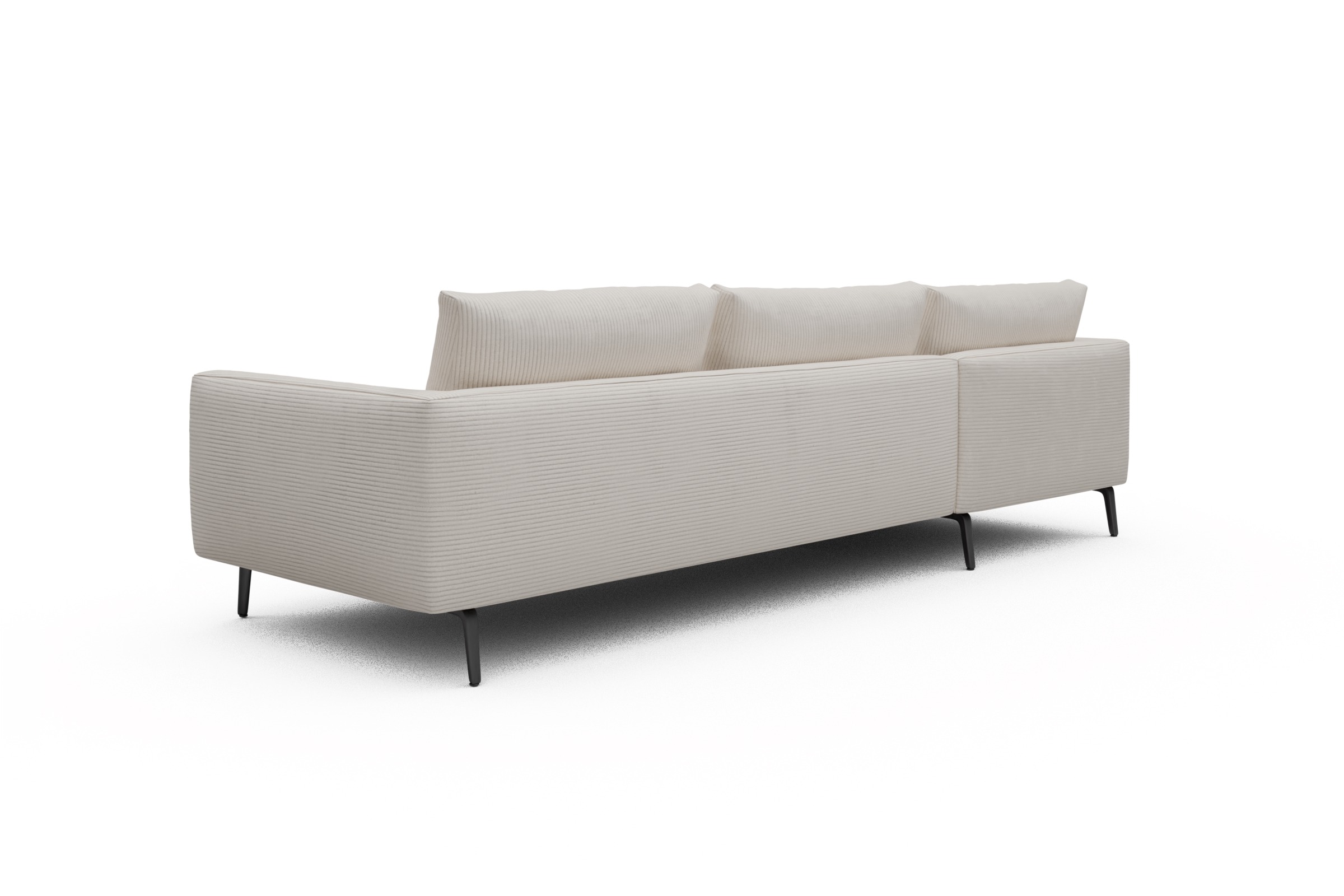 Ecksofa Karl Chaiselongue links mit 2,5-Sitzer Corduroy-Ivory