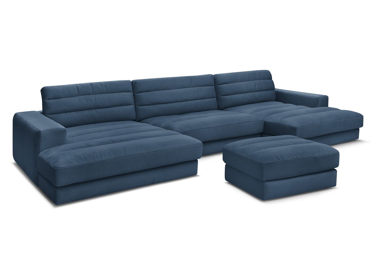 Bobochic Sierra Wohnlandschaft mit Pouf Samt Dunkelblau