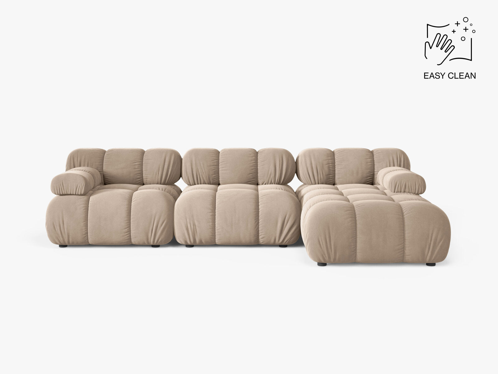 Micadoni Modulares Ecksofa Bellis 4-Sitzer Rechts Samt Venus Beige