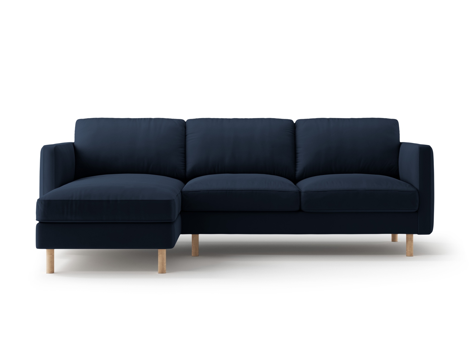 Micadoni Ecksofa Eden Groß 3-Sitzer Links Samt Dunkelblau