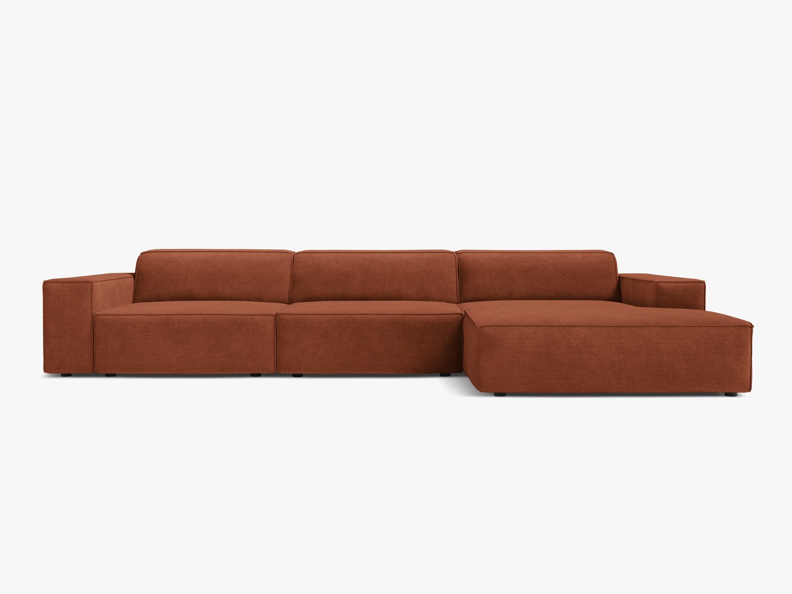 Micadoni Ecksofa Jodie 4-Sitzer Strukturierter Stoff Liberty Ziegel Rechts