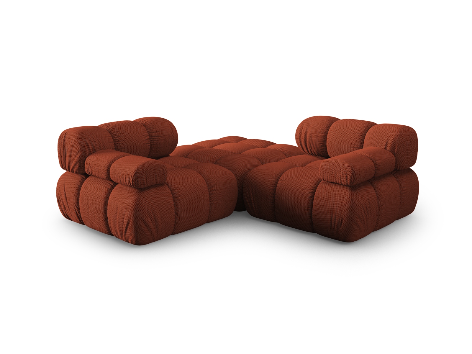 Micadoni Modulares Sofa Bellis 3-Sitzer mit flachem Modul 3D-Stoff Sonic Ziegel