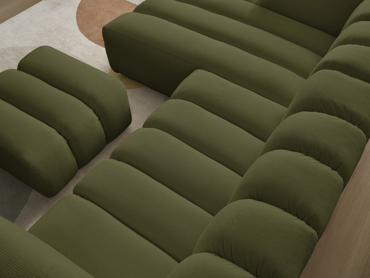 Bobochic Talia Ecksofa mit Pouf Melange-Stoff Grün Ecke links