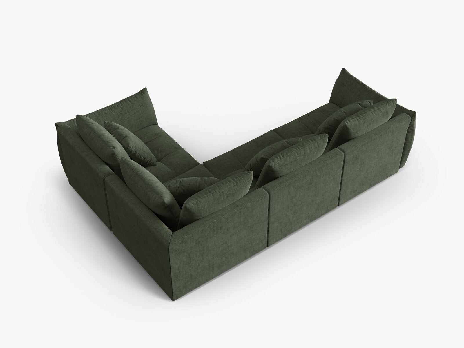 Micadoni Ecksofa Bloom 4-Sitzer Strukturierter Stoff Wind Moosgrün Rechts