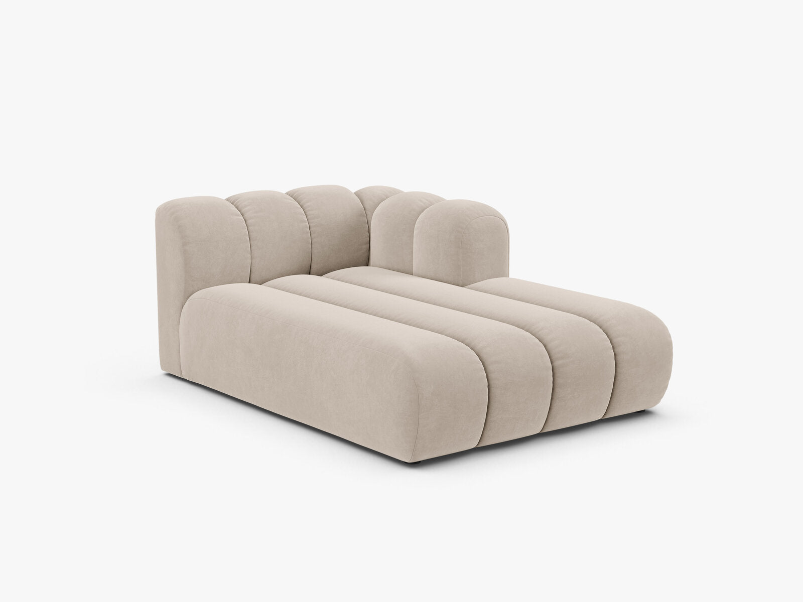 Micadoni Recamiere Lupine 2-Sitzer Rechts Samt Salvador Beige