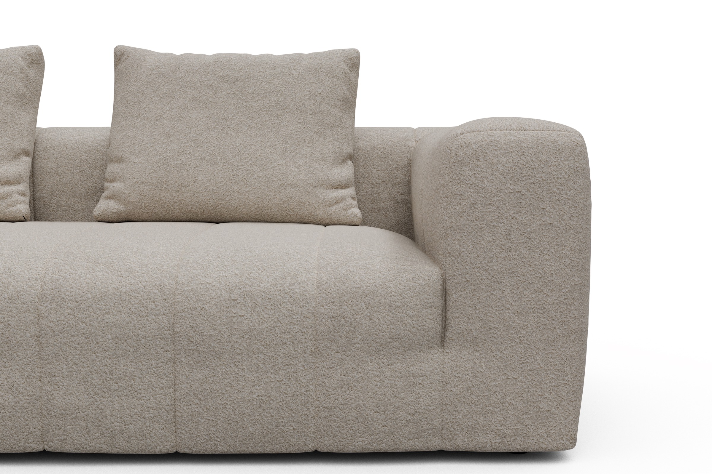 Ecksofa Hugo 2,5-Sitzer Armlehne rechts mit Chaiselongue Aivi-Lace-Beige