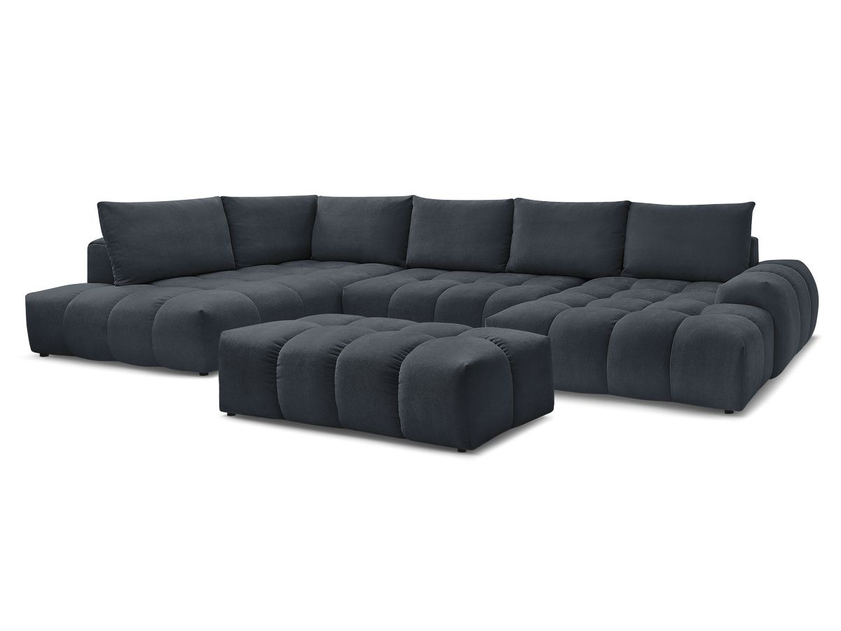 Bobochic Everest Wohnlandschaft mit Pouf, 6 Kissen Strukturstoff Dunkelblau Ecke rechts