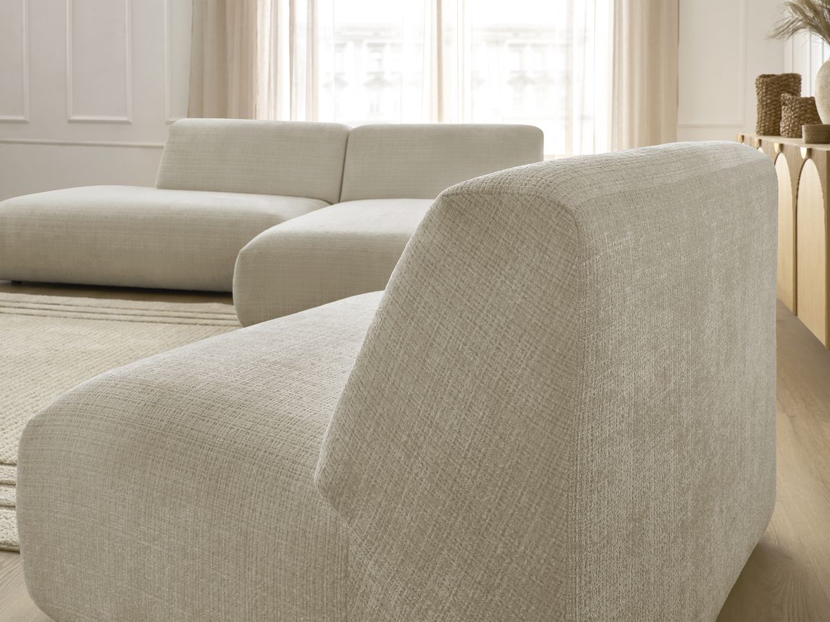 Bobochic Sirius Ecksofa 405 × 170 cm Strukturstoff Beige Ecke rechts