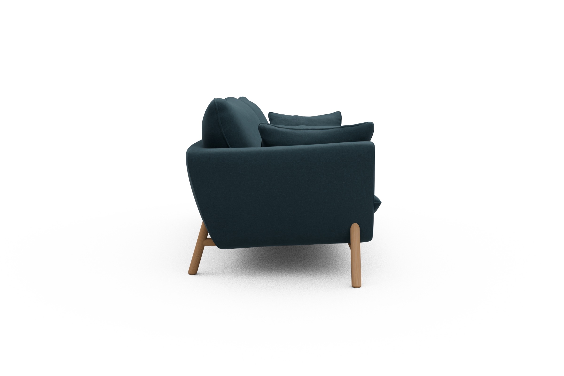 Sofa Emil 3-Sitzer Beinfarbe Eiche Natur Satya-Indigo