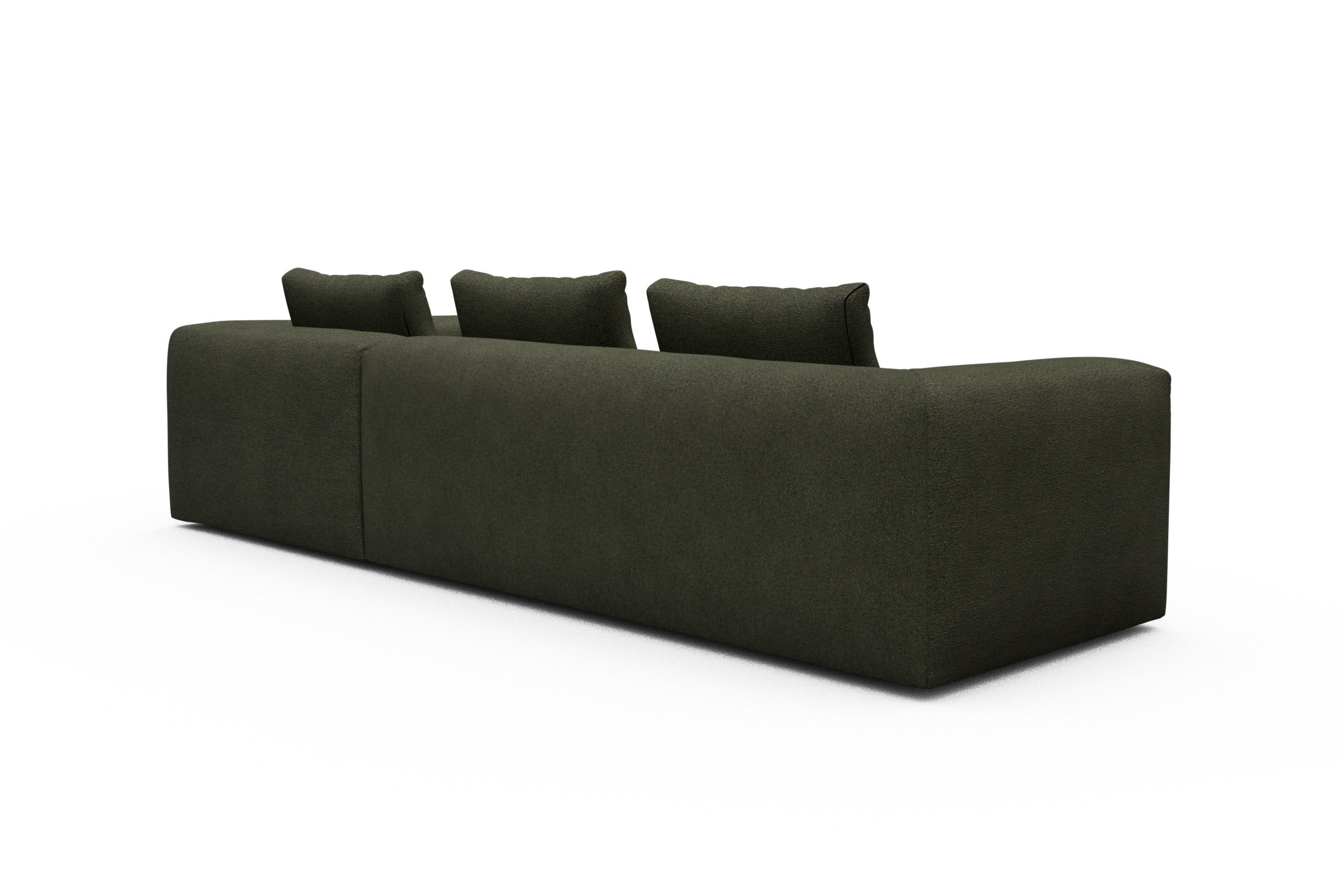 Ecksofa Fred Relax-Ecke rechts mit 2,5-Sitzer Boucle-Forest-Green