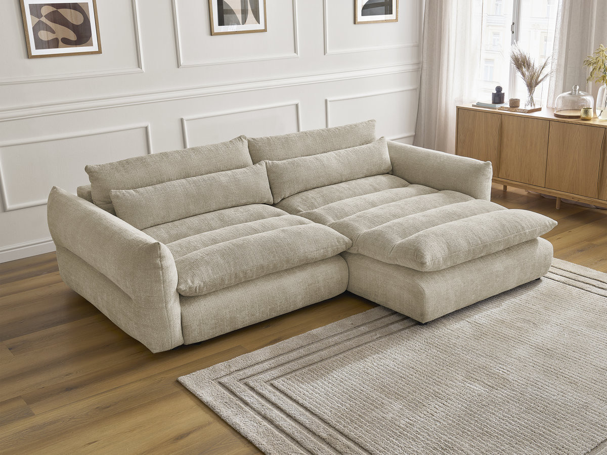 Bobochic Neil Ecksofa Strukturstoff Beige Ecke rechts