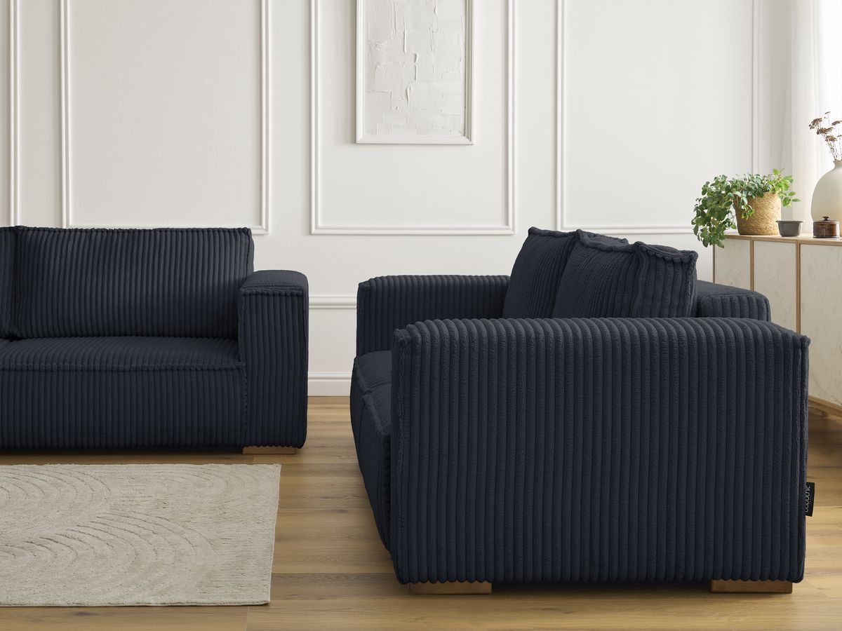 Bobochic Chelsea Sofa 5-Sitzer Breitcord weich Schwarz