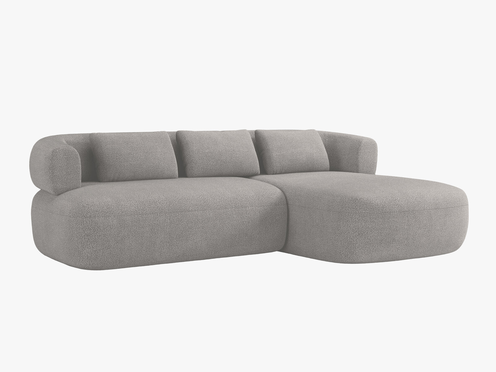 Micadoni 5-Sitzer Ecksofa Jenny Rechts Boucle Now or Never Hellgrau