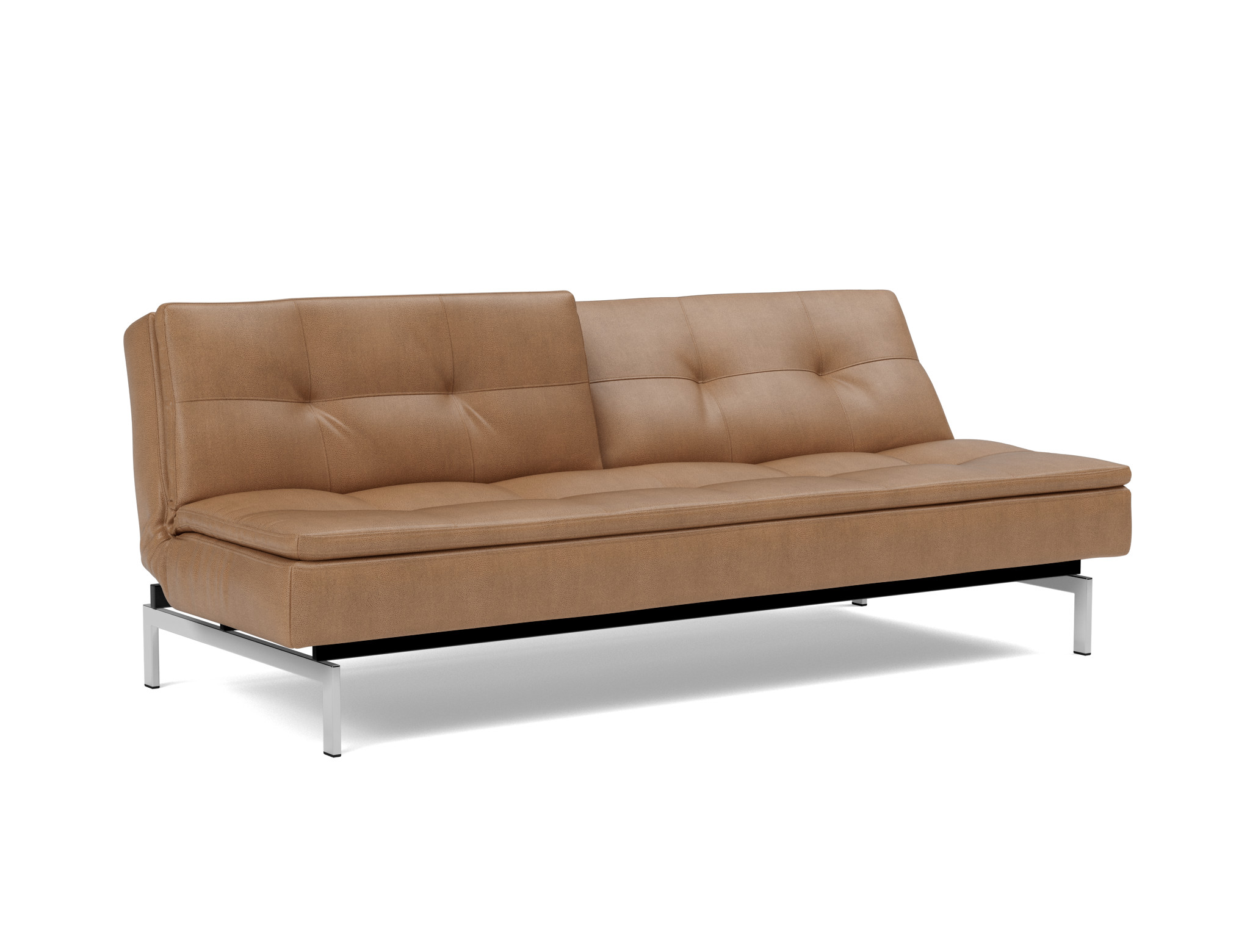 Schlafsofa Dublexo Lederoptik Faunal 551-Brown Beine Chrom