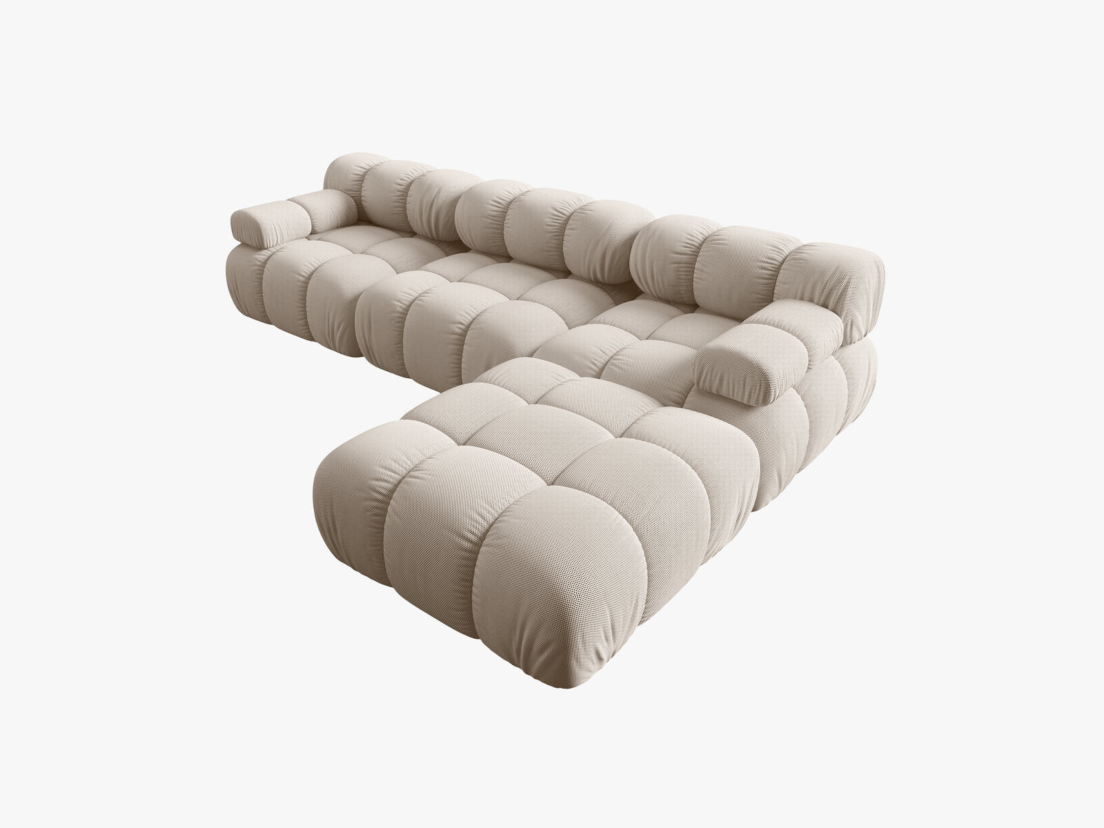 Micadoni Modulares Sofa Bellis 4-Sitzer mit flachem Modul 3D-Stoff Sonic Helles Beige