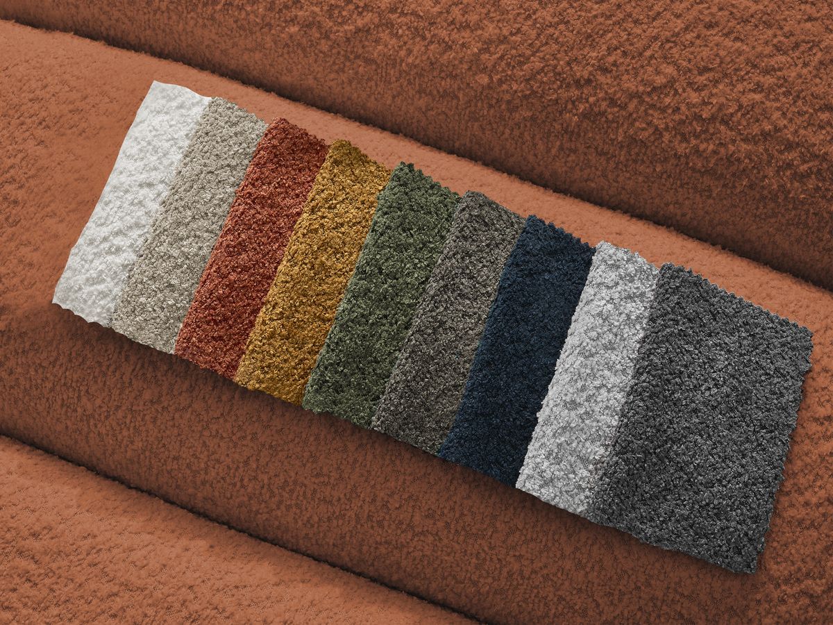 Bobochic Talia Ecksofa Bouclé-Stoff Orange Ecke rechts