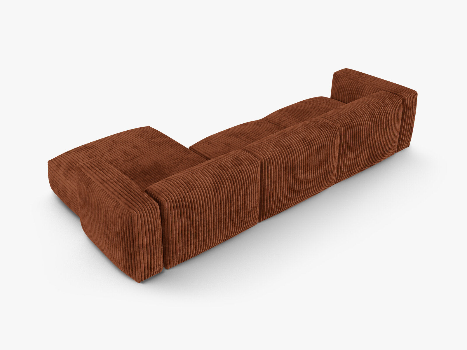 Micadoni Ecksofa Martina 3-Sitzer 90cm Sitztiefe Rechts Kord Tilia Ziegel