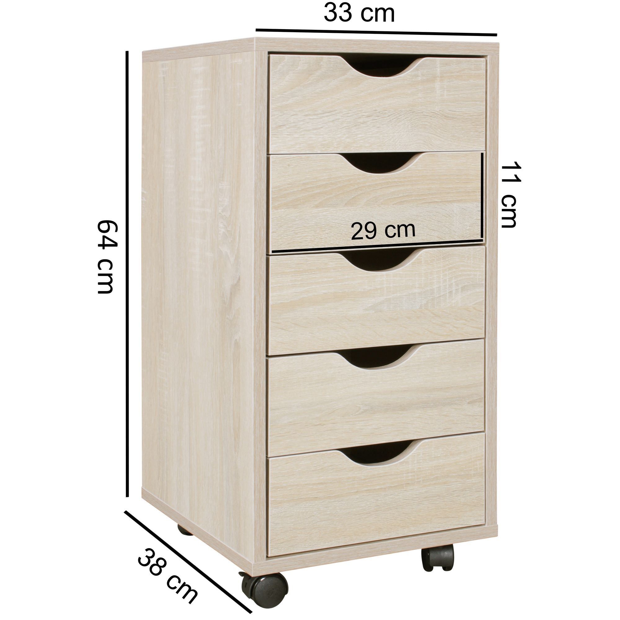 Rollcontainer Dalaro Braun 33 × 38 × 64 cm