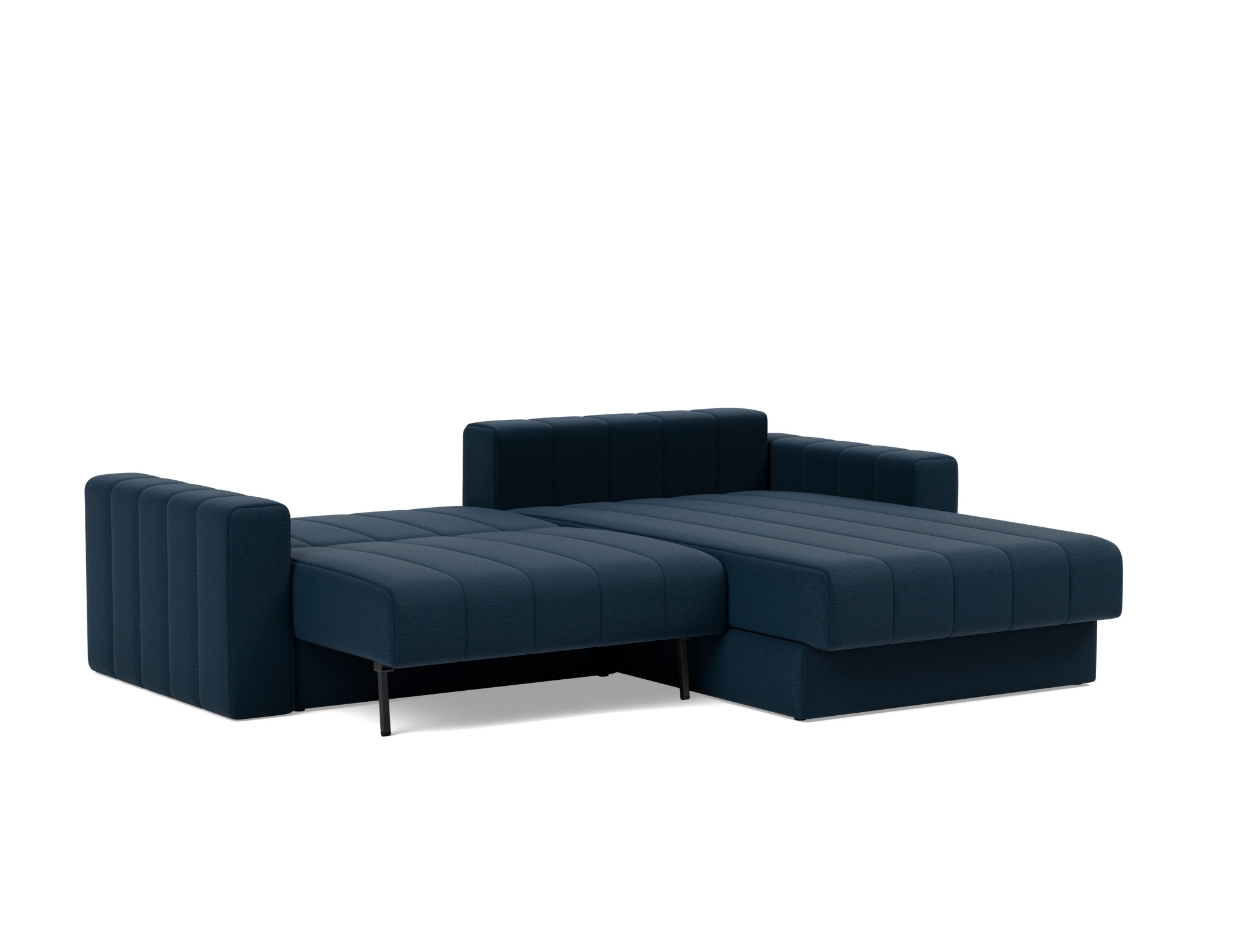 Schlafsofa Akello mit Chaiselongue und Armlehnen Flachgewebe Mixed Dance 528-Blue