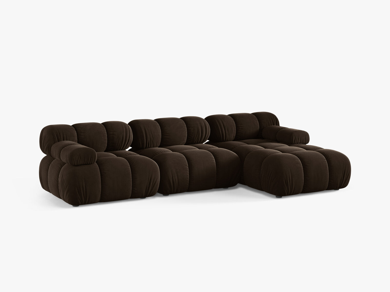 Micadoni Modulares Ecksofa Bellis 4-Sitzer Rechts Samt Bluvel Dunkelbraun