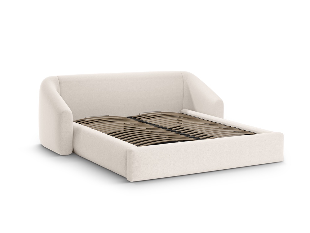 Cosmopolitan Design Stauraumbett mit Kopfteil Campi 160x200 Strukturierter Stoff Moly Helles Beige