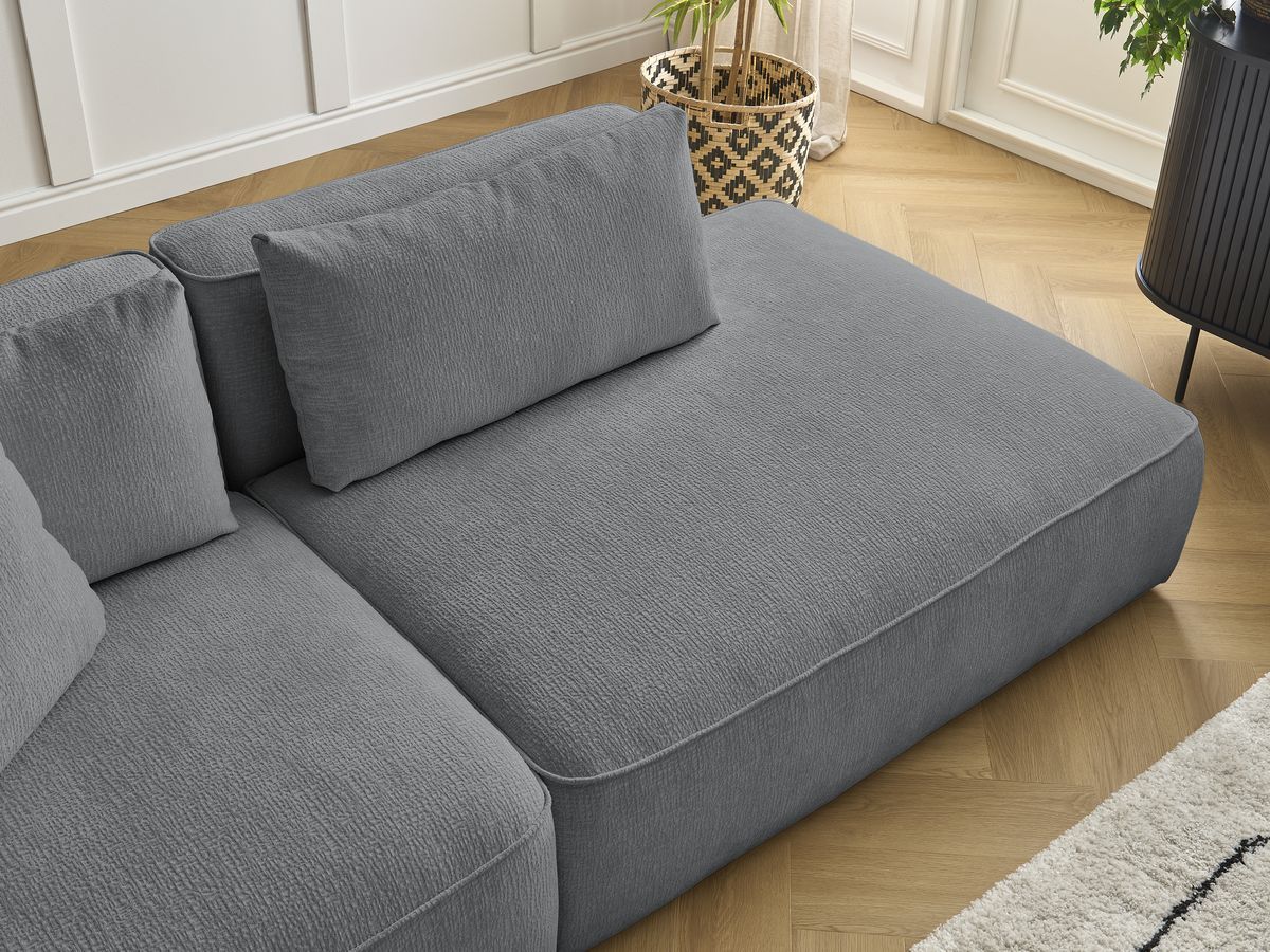 Bobochic Leopold Sofa 3-Sitzer Strukturstoff Dunkelgrau Armlehne links