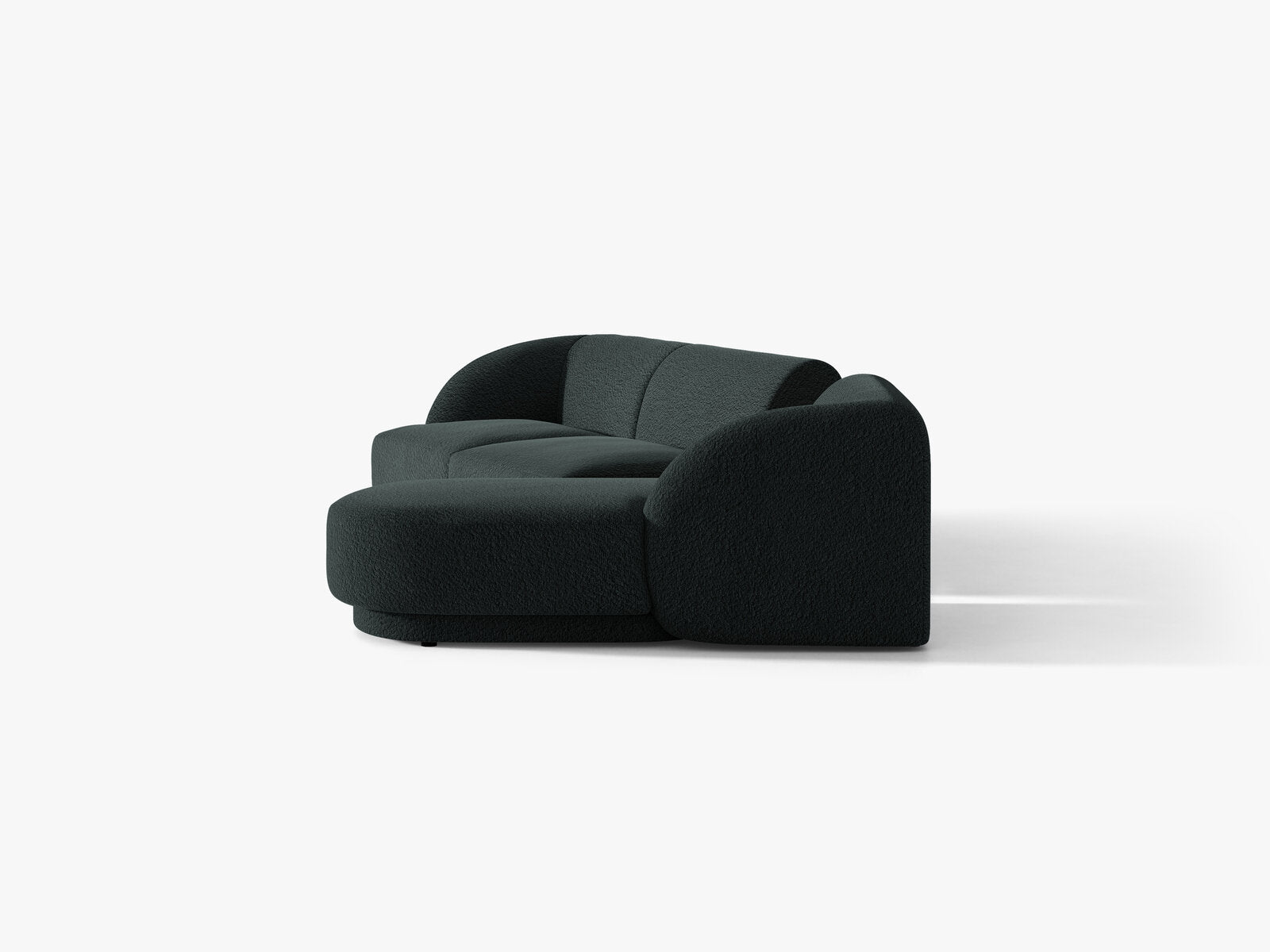 Micadoni Modulares Sofa Miley mit Recamiere 3-Sitzer Rechts Boucle Baloo Schwarz