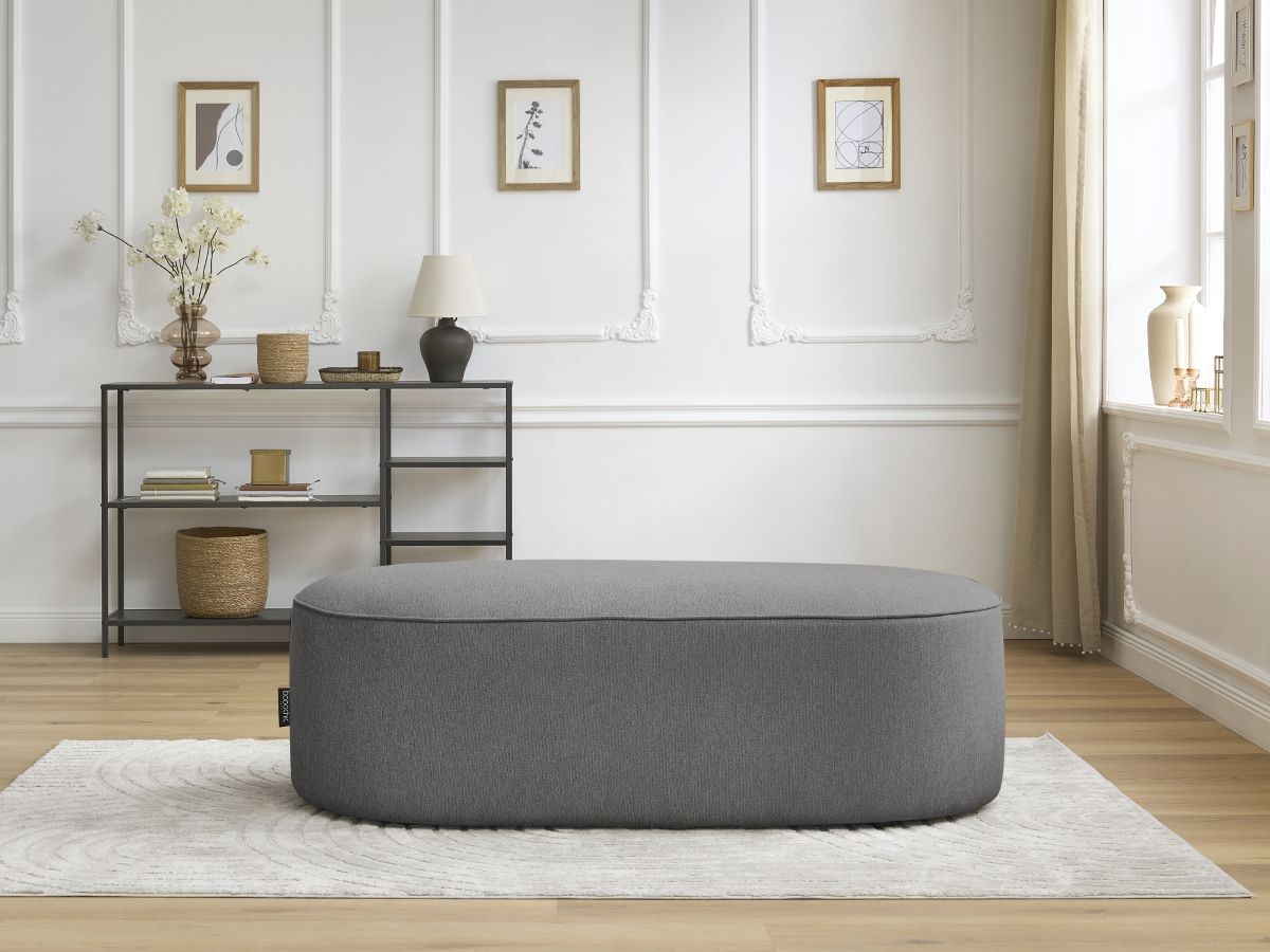 Bobochic Rousseau Pouf Melange-Stoff Dunkelgrau