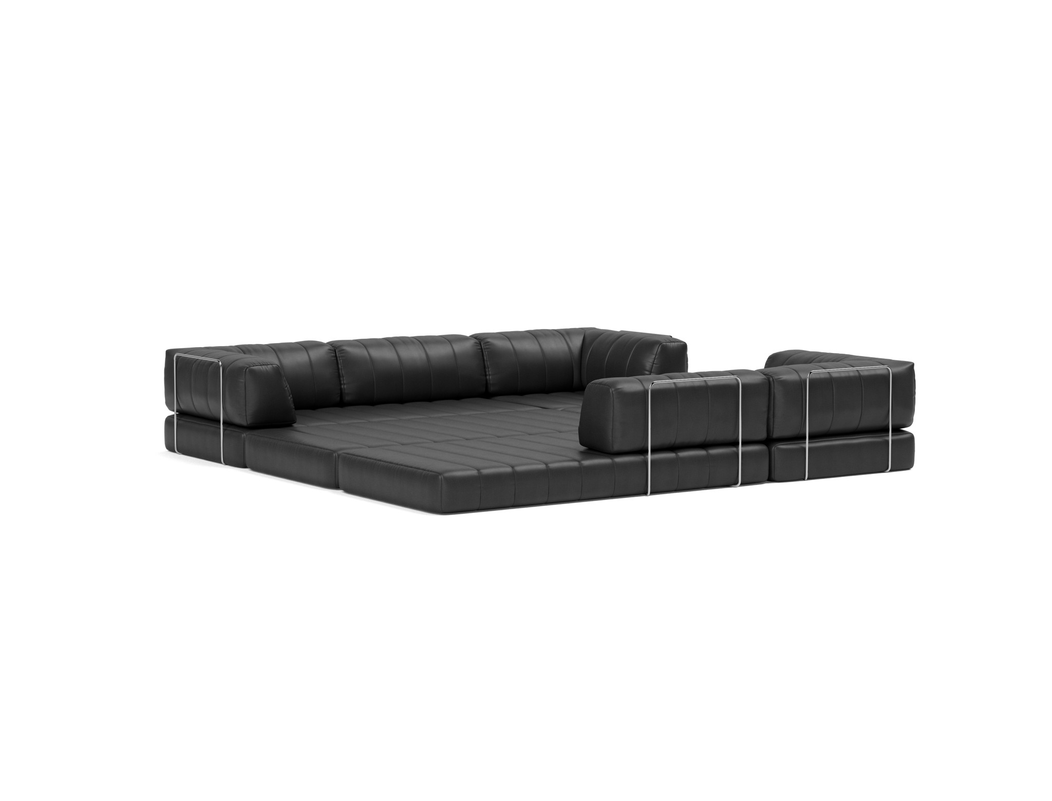 Eck-Schlafsofa CozyPad mit Armlehnen Lederoptik Faunal 550-Black