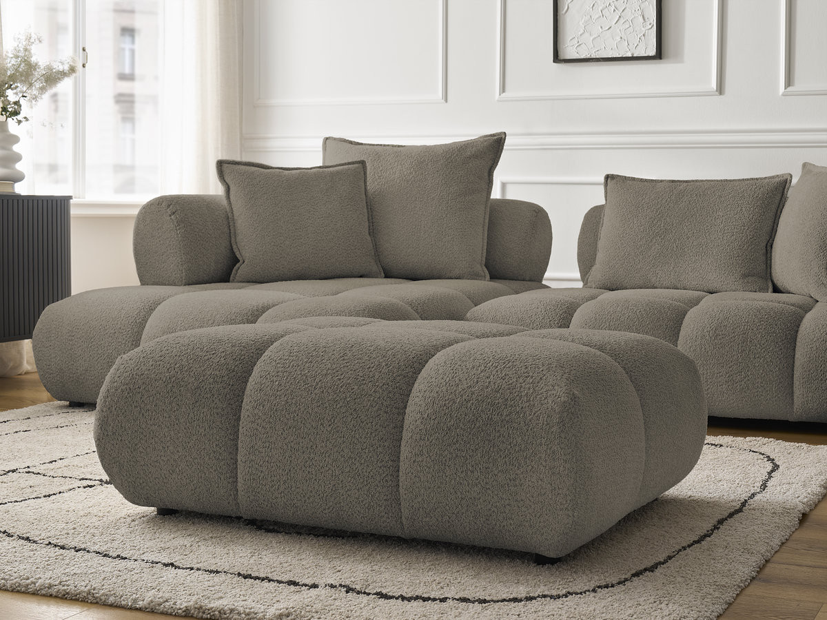 Bobochic Alya Ecksofa mit Pouf Bouclé-Stoff Taupe Ecke links