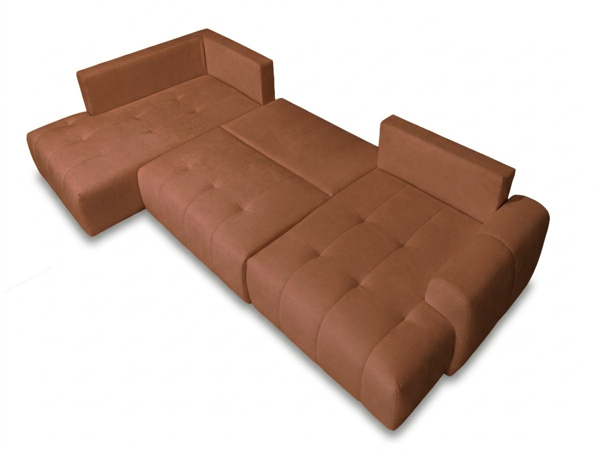 Bobochic Roxelane Wohnlandschaft mit Pouf Melange-Stoff Orange Ecke rechts