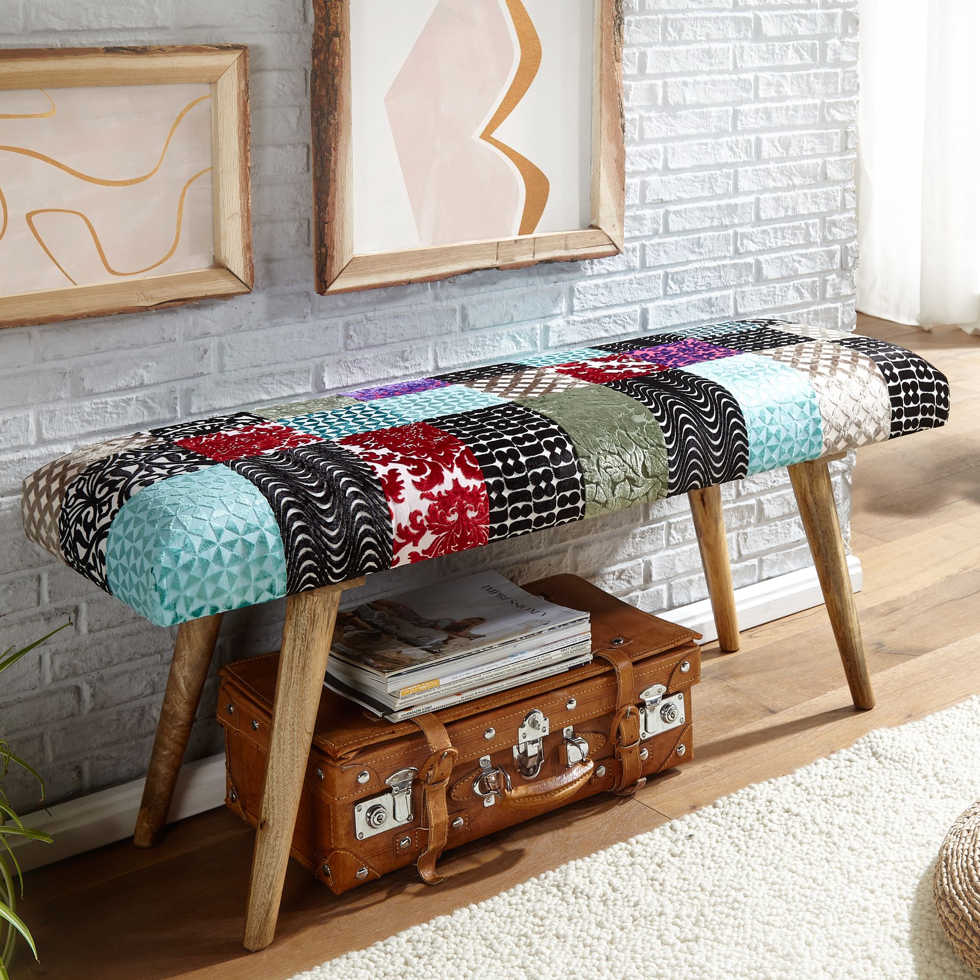 Sitzbank Hjalteyri Samt Bunt 117 × 38 × 51 cm