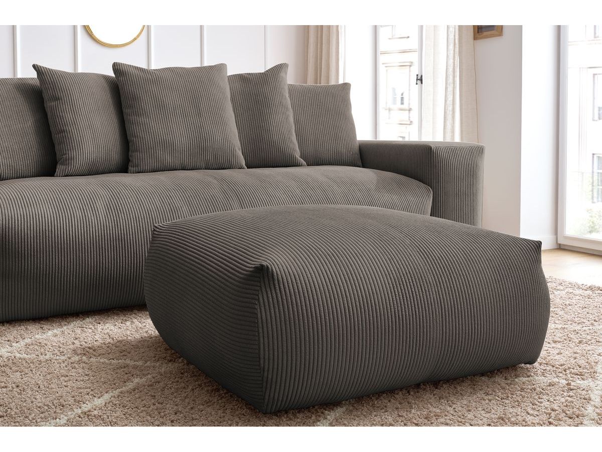 Bobochic Voltaire Schlafsofa 4-Sitzer mit Bettkasten und Pouf Cordsamt Taupe