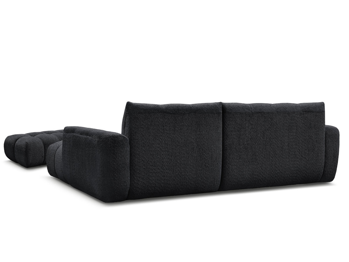 Bobochic Jaya Ecksofa mit Pouf Chenille Schwarz Ecke rechts