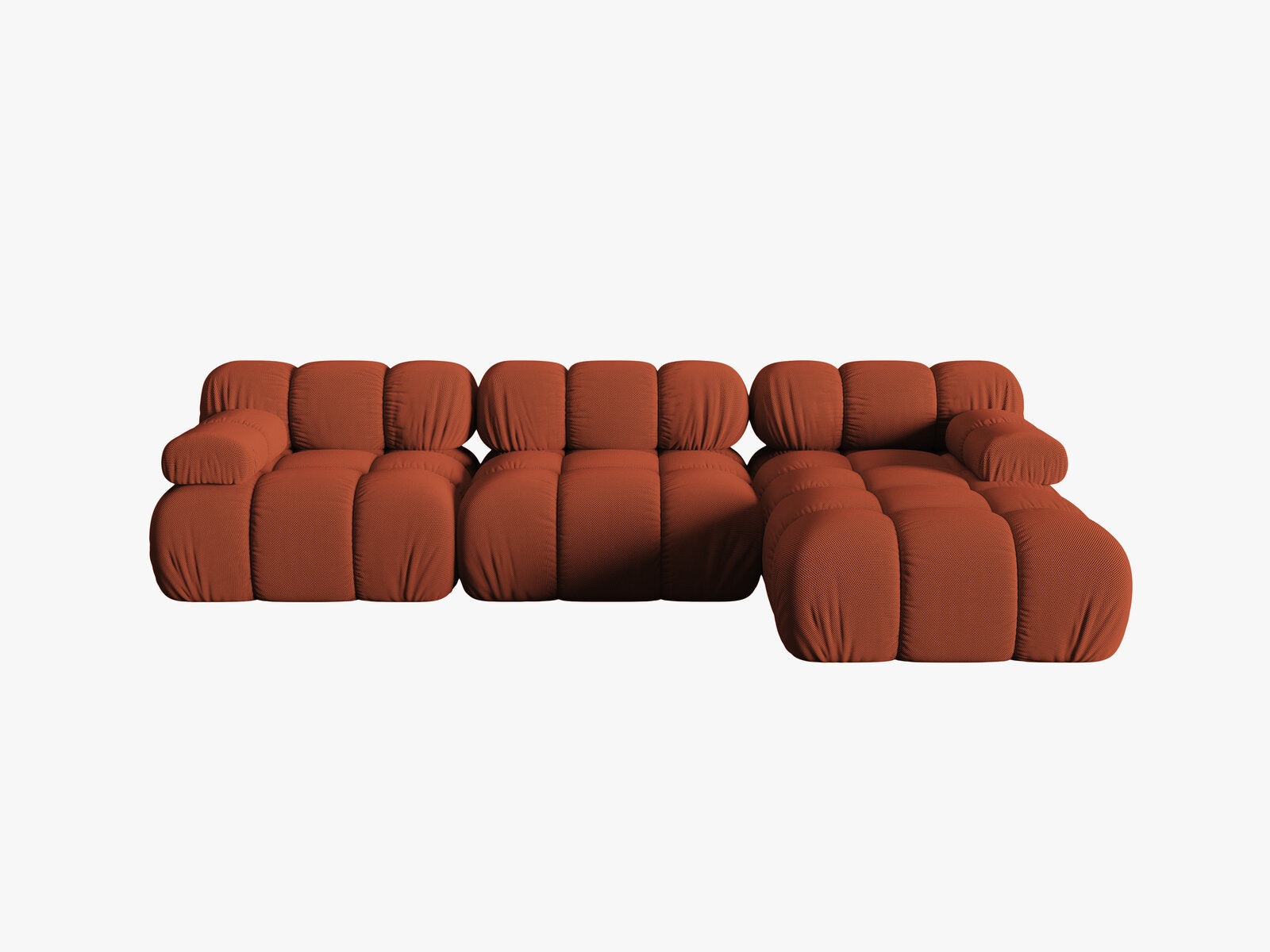 Micadoni Modulares Ecksofa Bellis 4-Sitzer Rechts 3D-Stoff Sonic Ziegel