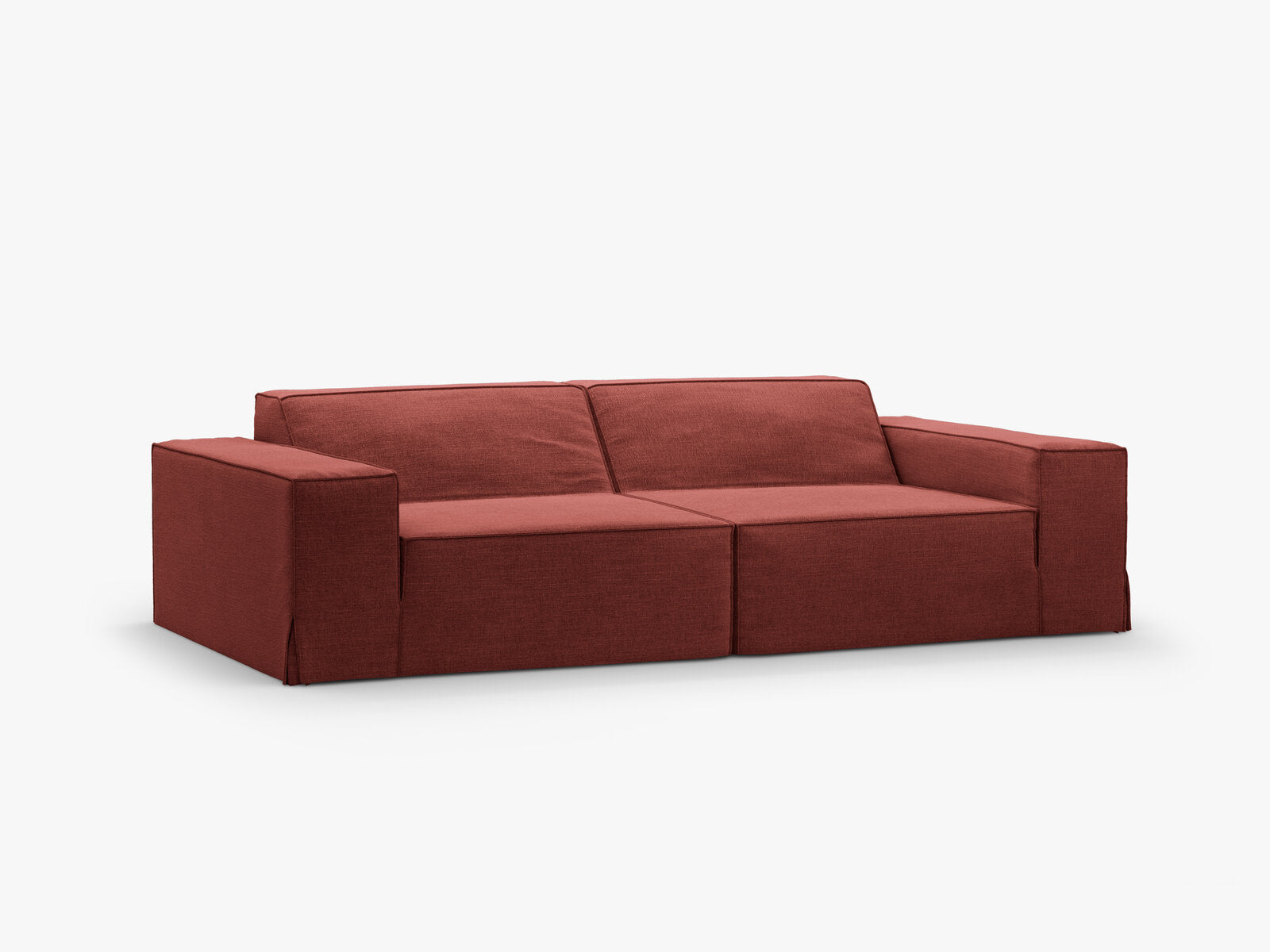 Micadoni 3-Sitzer Sofa Jodie Strukturierter Stoff Lins Kirschholz