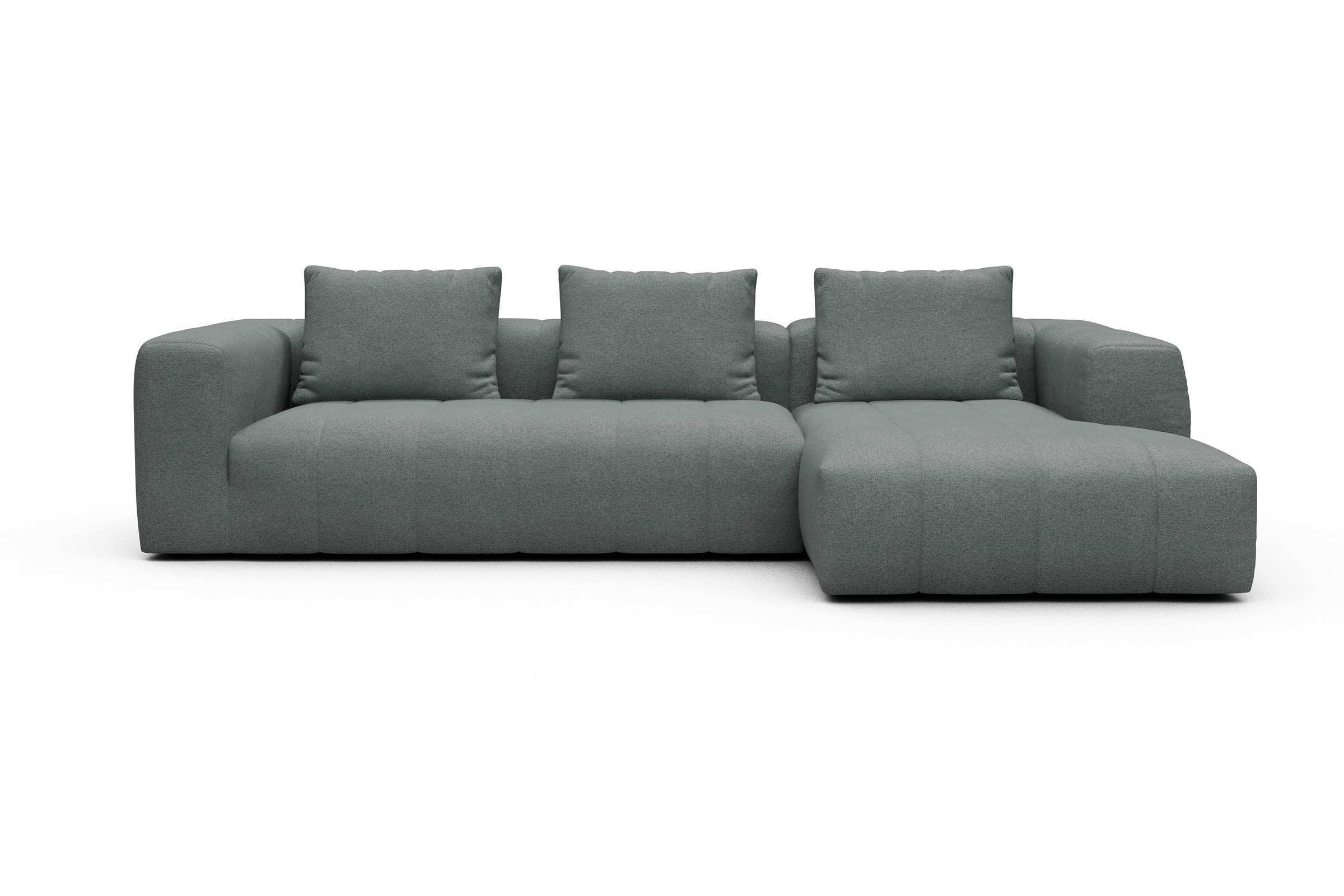 Ecksofa Hugo 2,5-Sitzer Armlehne links mit Chaiselongue Denari-Soft-Grey