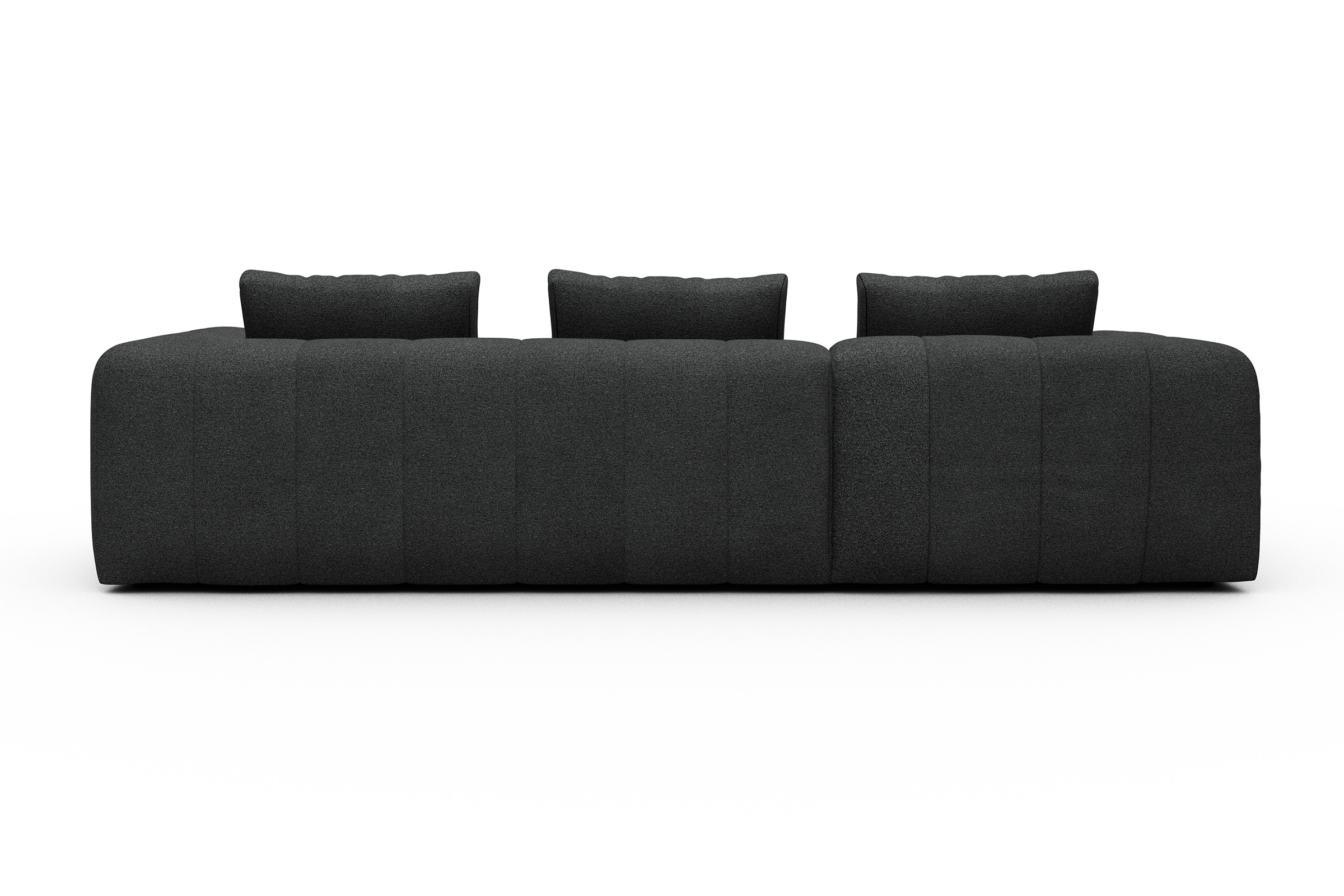 Ecksofa Hugo 2,5-Sitzer Armlehne rechts mit Chaiselongue Boucle-Charcoal