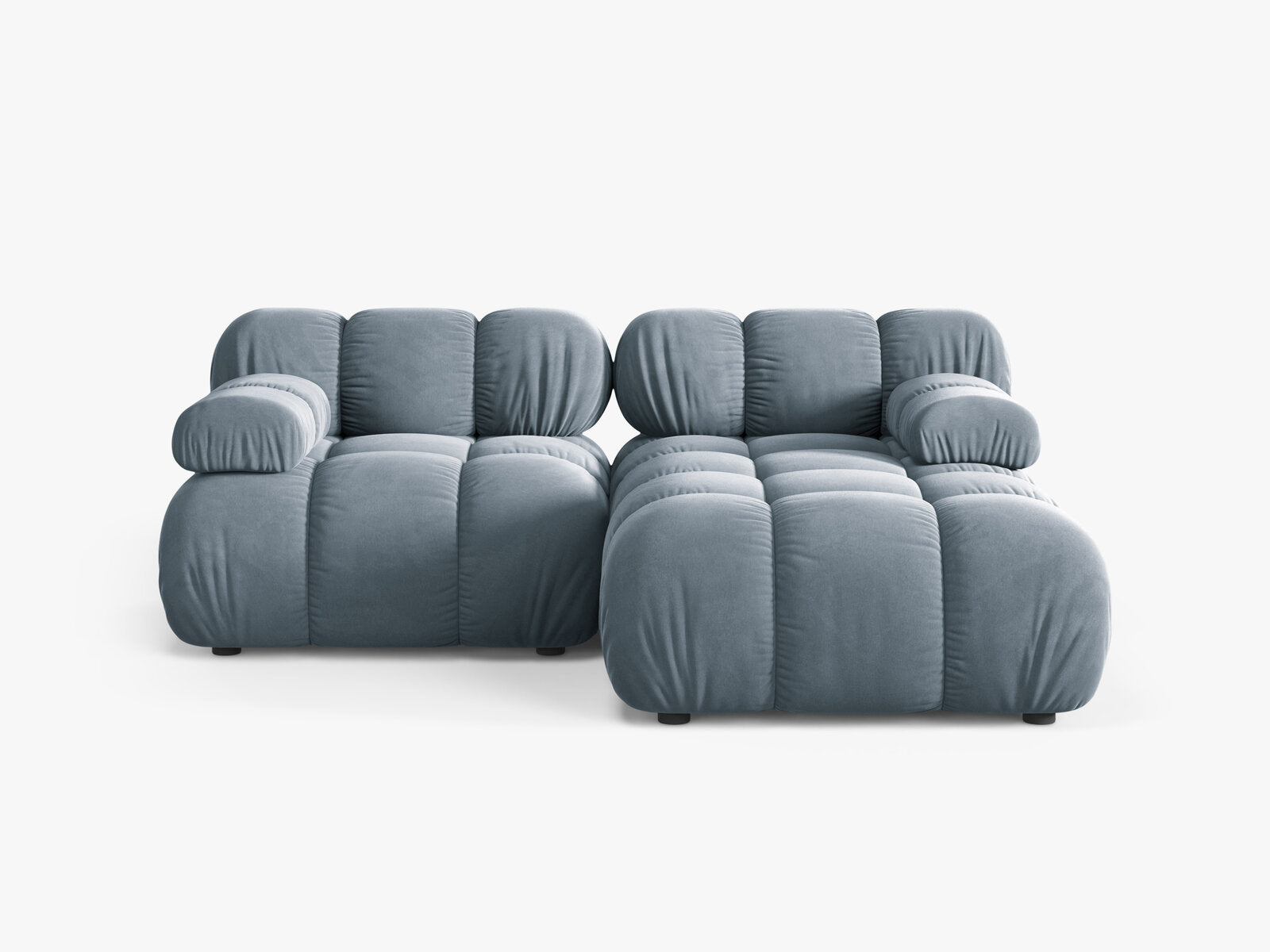 Micadoni Modulares Ecksofa Bellis 3-Sitzer Rechts Samt Bluvel Hellblau