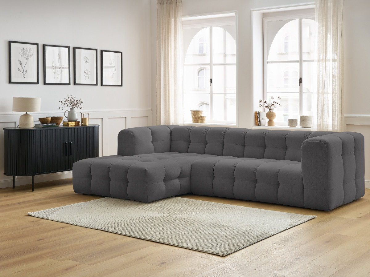 Bobochic Cloud Ecksofa 288 × 184 cm Stoff Dunkelgrau Ecke links