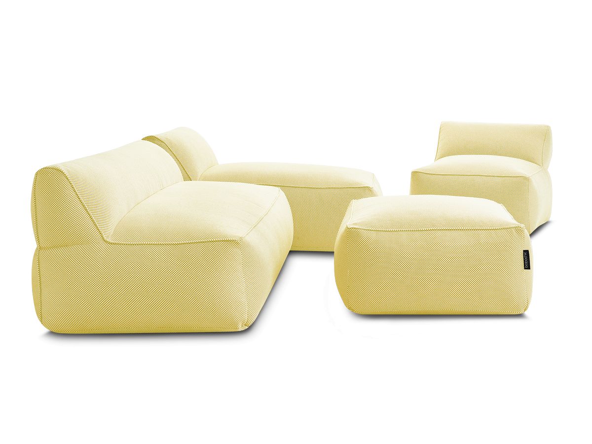 Bobochic Riviera Gartensofa 5-Sitzer mit Pouf Melange-Stoff Gelb