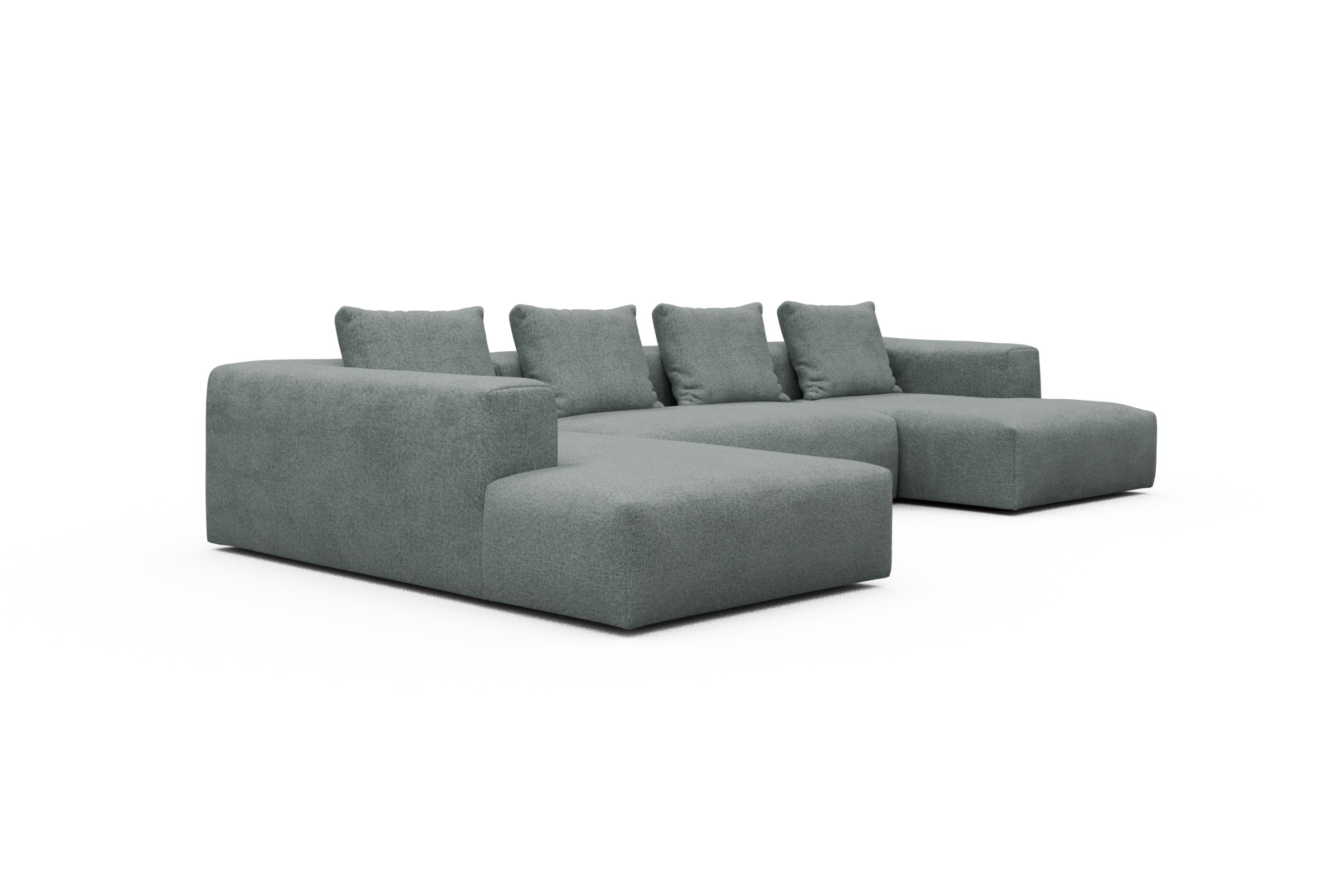 Wohnlandschaft Fred Relax-Ecke links mit 2-Sitzer und Chaiselongue rechts Casone-Light-Mixed-Green