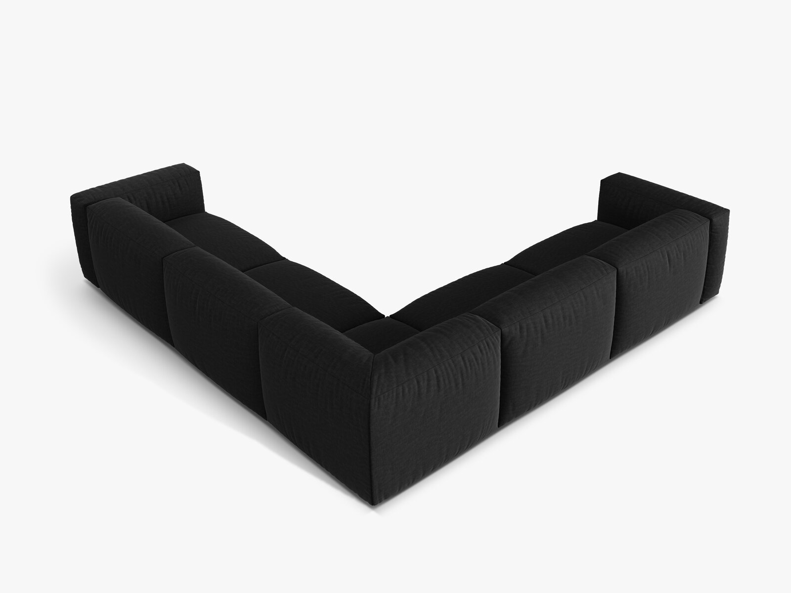 Micadoni modulares symmetrisches Ecksofa XL Martina 5-Sitzer Strukturierter Stoff Boston Schwarz