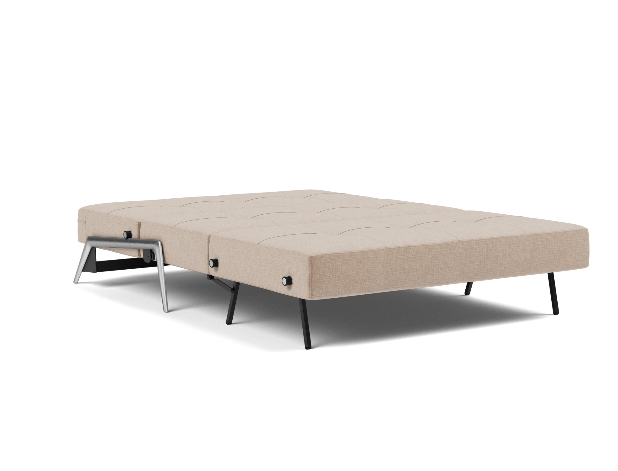 Schlafsofa Cubed 140 Chenille Esina 417-Mocha Beine Aluminium